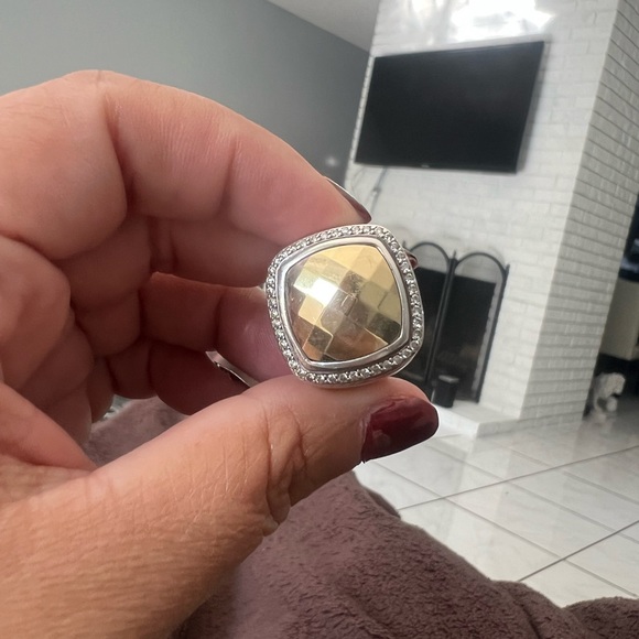 David Yurman diamonds Albion faceted gold ring sz 7 - Picture 5 of 11